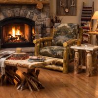 Rustic Log Chair: Some lifestyle images are created with AI for visualization purposes. Crafted from natural solid wood, each piece is unique and will vary.