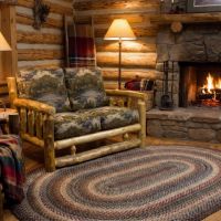 Log Loveseat: Some lifestyle images are created with AI for visualization purposes. Crafted from natural solid wood, each piece is unique and will vary.