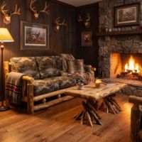 Upholstered Log Sofa: Some lifestyle images are created with AI for visualization purposes. Crafted from natural solid wood, each piece is unique and will vary.