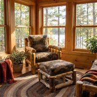 Log Ottoman: Some lifestyle images are created with AI for visualization purposes. Crafted from natural solid wood, each piece is unique and will vary.