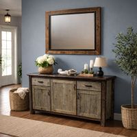 Mirror: Some lifestyle images are created with AI for visualization purposes. Crafted from natural solid wood, each piece is unique and will vary.