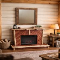 Rustic Mirror: Some lifestyle images are created with AI for visualization purposes. Crafted from natural solid wood, each piece is unique and will vary.