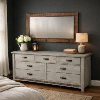 Barn Wood Mirror: Some lifestyle images are created with AI for visualization purposes. Crafted from natural solid wood, each piece is unique and will vary.