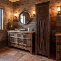 Barnwood Linen Closet: Some lifestyle images are created with AI for visualization purposes. Crafted from natural solid wood, each piece is unique and will vary.