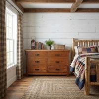 Rustic Dresser: Some lifestyle images are created with AI for visualization purposes. Crafted from natural solid wood, each piece is unique and will vary.
