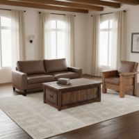 Barnwood Coffee Table: Some lifestyle images are created with AI for visualization purposes. Crafted from natural solid wood, each piece is unique and will vary.