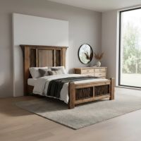 Panel Bed: Some lifestyle images are created with AI for visualization purposes. Crafted from natural solid wood, each piece is unique and will vary.