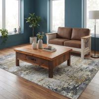 Barnwood Coffee Table: Some lifestyle images are created with AI for visualization purposes. Crafted from natural solid wood, each piece is unique and will vary.