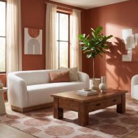 Barn Wood Coffee Table: Some lifestyle images are created with AI for visualization purposes. Crafted from natural solid wood, each piece is unique and will vary.