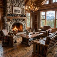 Rustic Coffee Table: Some lifestyle images are created with AI for visualization purposes. Crafted from natural solid wood, each piece is unique and will vary.