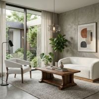 Coffee Table: Some lifestyle images are created with AI for visualization purposes. Crafted from natural solid wood, each piece is unique and will vary.