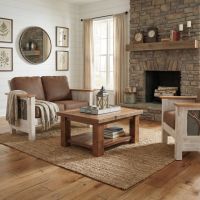 Timber Frame Coffee Table: Some lifestyle images are created with AI for visualization purposes. Crafted from natural solid wood, each piece is unique and will vary.