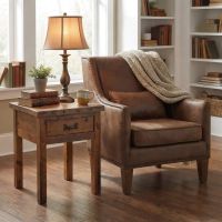 End Table: Some lifestyle images are created with AI for visualization purposes. Crafted from natural solid wood, each piece is unique and will vary.