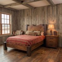 Rustic Barn Wood Nightstand: Some lifestyle images are created with AI for visualization purposes. Crafted from natural solid wood, each piece is unique and will vary.