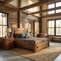 Rustic Barn Wood Nightstand: Some lifestyle images are created with AI for visualization purposes. Crafted from natural solid wood, each piece is unique and will vary.