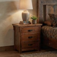 Rustic Nightstand: Some lifestyle images are created with AI for visualization purposes. Crafted from natural solid wood, each piece is unique and will vary.