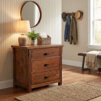 Reclaimed Barn Wood Chest: Some lifestyle images are created with AI for visualization purposes. Crafted from natural solid wood, each piece is unique and will vary.