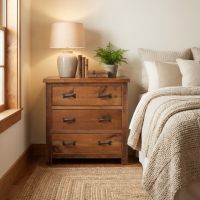 Rustic Chest of Drawers: Some lifestyle images are created with AI for visualization purposes. Crafted from natural solid wood, each piece is unique and will vary.