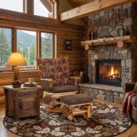 Rustic Barn Wood End Table: Some lifestyle images are created with AI for visualization purposes. Crafted from natural solid wood, each piece is unique and will vary.