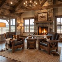 Barn Wood End Table: Some lifestyle images are created with AI for visualization purposes. Crafted from natural solid wood, each piece is unique and will vary.