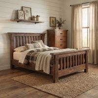 Barn Wood Bed: Some lifestyle images are created with AI for visualization purposes. Crafted from natural solid wood, each piece is unique and will vary.