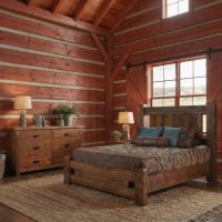 Rustic Barn Wood Bed: Some lifestyle images are created with AI for visualization purposes. Crafted from natural solid wood, each piece is unique and will vary.