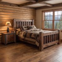 Rustic Bed: Some lifestyle images are created with AI for visualization purposes. Crafted from natural solid wood, each piece is unique and will vary.