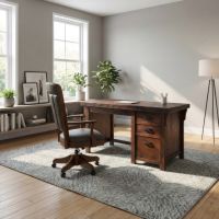 Barnwood Desk: Some lifestyle images are created with AI for visualization purposes. Crafted from natural solid wood, each piece is unique and will vary.