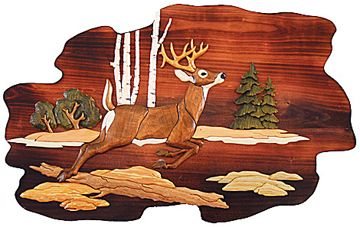 Jumping Deer Rustic Wood Art