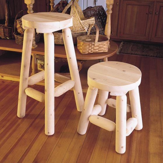 Rustic Cedar Log Bar Stool