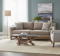 Organic Contemporary Coffee Table: Some lifestyle images are created with AI for visualization purposes. Crafted from natural solid wood, each piece is unique and will vary.
