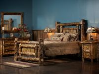Yosemite Aspen & Barnwood Bed--Honey finish, Light aspen, Extra Gnarly logs