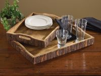 Rustic Bark Edge Server Tray Set