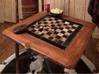 Stained Checkerboard Table with Custom Stain