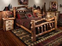 Beaver Creek Aspen Double Log Bed--Light aspen, Standard logs, Clear finish, Curvy headboard & footboard