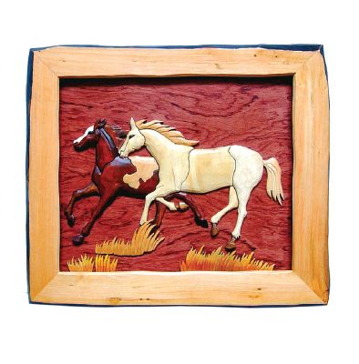 Running Horses Wood Art