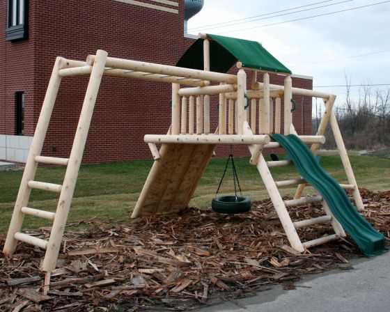 Cedar Peak Playground & Climbing Wall Log Playset