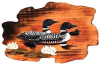 Swimming Loon Family Rustic Wood Art