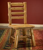 Cedar Lake Ladderback Log Dining Chair--Honey finish