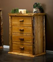 Cedar Lake Lodge 4 Drawer Log Chest--Honey finish