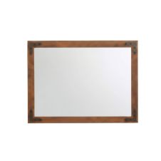 Timber Haven Rough Sawn Mirror - Antique Barnwood Finish - Corner Metal Accents