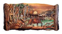 Moose Hunt Rustic Wood Art