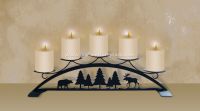 Wrought Iron Bear & Moose Table Top Pillar Holder
