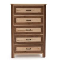 Contemporary Cabin 5 Drawer Maple & Walnut Chest