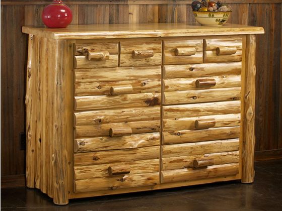 Cedar Lake Logger 10 Drawer Dresser--Honey finish