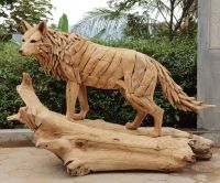 Standing Wolf - Log Base