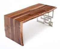 Live Edge Desk - Black Walnut - Waterfall - Natural Clear