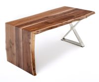 Contemporary Wood Desk - Black Walnut - Waterfall - Natural Clear