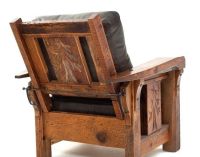 Giant Grove Reclaimed Barn Wood Chair - Morris Style Reclining - Hampton Molasses Genuine Leather Cushions