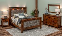 Weathered Faux Stacked-Stone Barnwood Bedroom Set